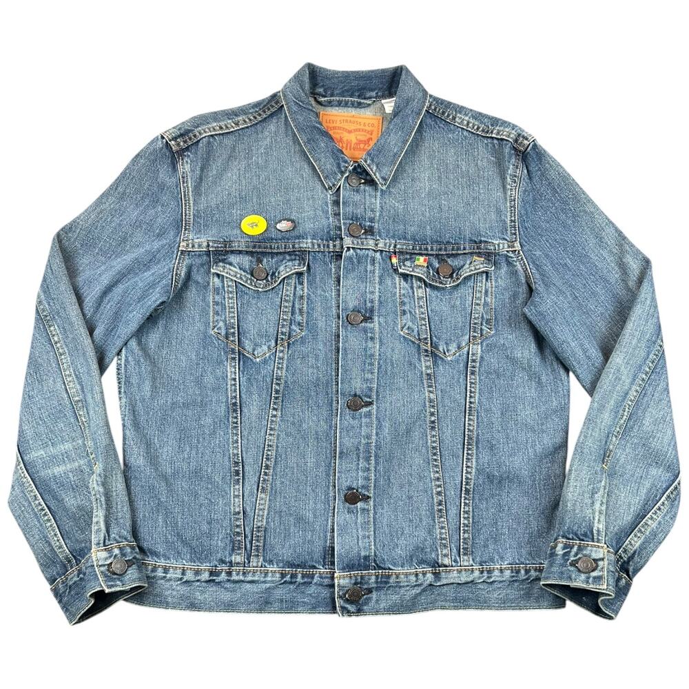 Levi’s Harvey Milk Pride Denim Trucker Jacket “Hope Will Never Be Silent” XL